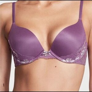 Victoria’s Secret (NWT) Purple Mulberry silver lace lined perfect coverage bra